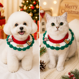Christmas Pet Collar（Snowman, deer, old man） Knitted Festive Dog Cat Collar Red Green Adjustable Soft Lightweight Holiday Pet Accessories for Small Dogs and Cats  Party Wear - Front View