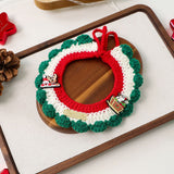 Christmas Pet Collar（Snowman, deer, old man） Knitted Festive Dog Cat Collar Red Green Adjustable Soft Lightweight Holiday Pet Accessories for Small Dogs and Cats  Party Wear - 45-Degree Angle