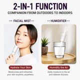White 2 in 1 Portable Facial Mist Humidifier Nano Mist Sprayer Hydration Device USB Rechargeable Skin Moisturising Sprayer for Home Office Travel Beauty Skincare - Top-Down View
