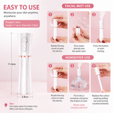 White 2 in 1 Portable Facial Mist Humidifier Nano Mist Sprayer Hydration Device USB Rechargeable Skin Moisturising Sprayer for Home Office Travel Beauty Skincare - Low Angle