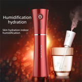 Red 2 in 1 Portable Facial Mist Humidifier Nano Mist Sprayer Hydration Device USB Rechargeable Skin Moisturising Sprayer for Home Office Travel Beauty Skincare - Front View