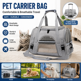 Grey Pet Carrier Bag - Breathable Meshfor Small Dogs and Cats  Travel Carrier Airline Travel Ready Adjustable Shoulder Strap Durable Ventilated Design (44x25x28cm)