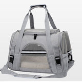 Grey Pet Carrier Bag - Breathable Meshfor Small Dogs and Cats  Travel Carrier Airline Travel Ready Adjustable Shoulder Strap Durable Ventilated Design (44x25x28cm) - Rear View