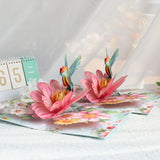 3D Pop Up Greeting Card Set Hummingbird Floral Design 2 Pack Handmade Style Paper Craft Greeting Cards Birthday Anniversary Gift Ready Decorative Greeting Card