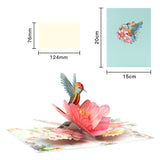 3D Pop Up Greeting Card Set Hummingbird Floral Design 2 Pack Handmade Style Paper Craft Greeting Cards Birthday Anniversary Gift Ready Decorative Greeting Card - Rear View