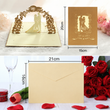 3D Pop Up Wedding Invitation Cards Set of 9 | Luxury Laser Cut Wedding Invitations with Envelope | Elegant Mr & Mrs Bridal Greeting Cards - Top-Down View