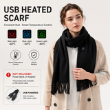Black USB Heated Scarf Electric Heating Winter Scarf Smart Temperature Control Warm Thermal Neck Warmer USB Powered Heated Scarf for Women Men