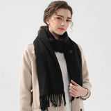 Black USB Heated Scarf Electric Heating Winter Scarf Smart Temperature Control Warm Thermal Neck Warmer USB Powered Heated Scarf for Women Men - Front View
