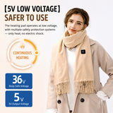 Black USB Heated Scarf Electric Heating Winter Scarf Smart Temperature Control Warm Thermal Neck Warmer USB Powered Heated Scarf for Women Men - Top-Down View