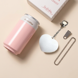 Heart Touch Sensor LED Keychain Light + Pink Mini Can Humidifier Aromatherapy Diffuser Set Portable USB Mist Night Light Keyring Decoration Gift - Front View