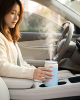 Blue USB Rechargeable Humidifier Aroma Diffuser Mini Can Mist Maker Portable Car Home Desktop Air Moisturizer with LED Light - Front View