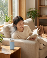 Blue USB Rechargeable Humidifier Aroma Diffuser Mini Can Mist Maker Portable Car Home Desktop Air Moisturizer with LED Light - Side View