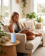 Blue USB Rechargeable Humidifier Aroma Diffuser Mini Can Mist Maker Portable Car Home Desktop Air Moisturizer with LED Light - 45-Degree Angle
