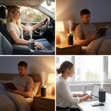 Dark Gray USB Rechargeable Humidifier Aroma Diffuser Mini Can Mist Maker Portable Car Home Desktop Air Moisturizer with LED Light - Front View