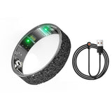 Smart Ring Size 9 (Black) – Frosted Black Wellness Tracker with Heart Rate, Blood Oxygen, Sleep, Steps and Mood Monitoring, IP68 Waterproof USB Magnetic Charging Ring - Side View