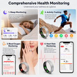 Smart Ring Size 8 (Black) – Frosted Black Wellness Tracker with Heart Rate, Blood Oxygen, Sleep, Steps and Mood Monitoring, IP68 Waterproof USB Magnetic Charging Ring