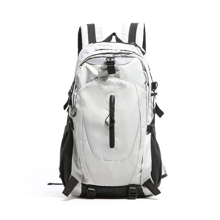 Grey Outdoor Hiking Backpack - Lightweight Nylon Travel Daypack with Multi Pocket Storage, Water Resistant Design, Breathable Back Support for Trekking Camping Cycling Adventures