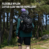 Grey Outdoor Hiking Backpack - Lightweight Nylon Travel Daypack with Multi Pocket Storage, Water Resistant Design, Breathable Back Support for Trekking Camping Cycling Adventures - Top-Down View