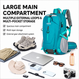 Grey Outdoor Hiking Backpack - Lightweight Nylon Travel Daypack with Multi Pocket Storage, Water Resistant Design, Breathable Back Support for Trekking Camping Cycling Adventures