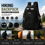 Black Outdoor Hiking Backpack - Lightweight Nylon Travel Daypack with Multi Pocket Storage, Water Resistant Design, Breathable Back Support for Trekking Camping Cycling Adventures