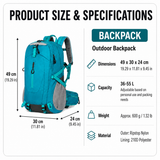 Yellow Outdoor Hiking Backpack - Lightweight Nylon Travel Daypack with Multi Pocket Storage, Water Resistant Design, Breathable Back Support for Trekking Camping Cycling Adventures - Low Angle