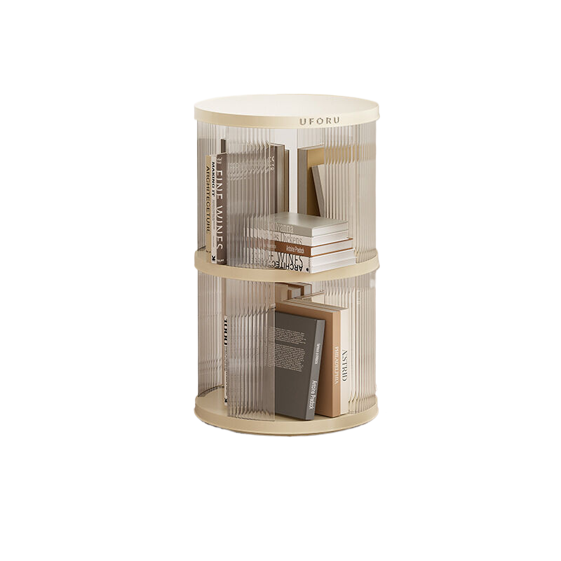 Rotating circular bookshelf 2 layers- Cream White Multi-Layer Storage Rack, 40.5x40.5x69.5cm (ABS?)
