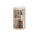 Rotating circular bookshelf 2 layers- Cream White Multi-Layer Storage Rack, 40.5x40.5x69.5cm (ABS?)