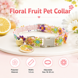 Floral Lace Pet Collar with Bell and Charm (Orange version)- Adjustable Polyester Cat Collar for Small Dogs and Cats, Colourful Embroidered Neck Collar, Cute Puppy Kitten Accessory, 18-30cm