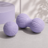 Massage Ball Set - Purple TPR Peanut Ball and Single Ball Combo - Foot Arch, Neck, Shoulder and Back Muscle Release Tool for Fitness, Mobility and Everyday Recovery