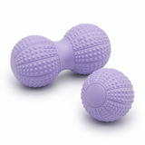 Massage Ball Set - Purple TPR Peanut Ball and Single Ball Combo - Foot Arch, Neck, Shoulder and Back Muscle Release Tool for Fitness, Mobility and Everyday Recovery - Top-Down View