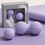 Massage Ball Set - Purple TPR Peanut Ball and Single Ball Combo - Foot Arch, Neck, Shoulder and Back Muscle Release Tool for Fitness, Mobility and Everyday Recovery - 45-Degree Angle