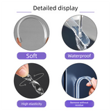 Clear Silicone Door Handle Bumper Strips 10 Pack Long Strip Self Adhesive Anti Collision Pads for Doors Cabinets Refrigerators 63 x 10 x 2 mm - Side View