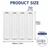 Clear Silicone Door Handle Bumper Strips 4 Pack Long Strip Self Adhesive Anti Collision Pads for Doors Cabinets Refrigerators 60 x 10 x 3 mm - Close-Up Angle