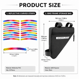 Black Bike Triangle Frame Bag with 20 Pieces Reflective Wheel Stickers Set for Mountain Road Cycling Storage and Visibility Accessories