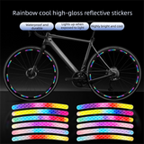 Rainbow Reflective Wheel Stickers - 20 Piece Long Strip Sticker Sheet for Bicycle Bike Rim Decoration, Motorcycle and E-Bike Accessories - Front View