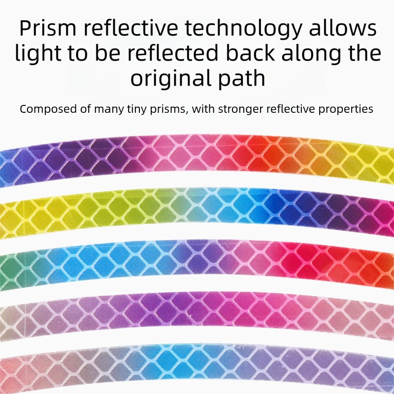 Rainbow Reflective Wheel Stickers - 20 Piece Long Strip Sticker Sheet for Bicycle Bike Rim Decoration, Motorcycle and E-Bike Accessories