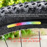 Rainbow Reflective Wheel Stickers - 20 Piece Long Strip Sticker Sheet for Bicycle Bike Rim Decoration, Motorcycle and E-Bike Accessories