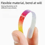 Rainbow Reflective Wheel Stickers - 20 Piece Long Strip Sticker Sheet for Bicycle Bike Rim Decoration, Motorcycle and E-Bike Accessories - 45-Degree Angle