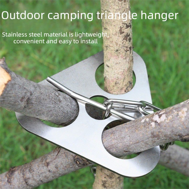 Stainless Steel Camping Tripod Hanger with Adjustable Chain and Hook for Outdoor Cooking, Campfire Hanging Pot and Bush Camping