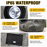 Solar Rock Garden Light - Outdoor LED Landscape Light with Solar Panel, Waterproof Stone Effect Lamp - Rear View