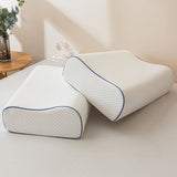 Memory Foam Pillow - 1 Piece Cervical Support Pillow with Bamboo Fibre Fabric 60x40x16/14cm for Home Sleeping