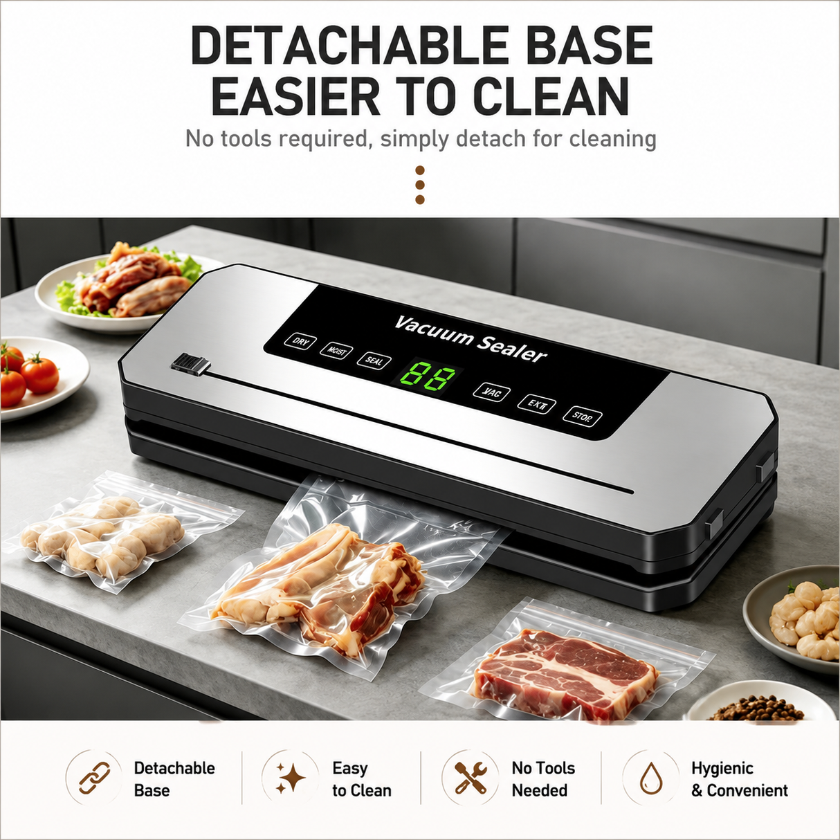 Automatic Vacuum Sealer Machine - Dry and Moist Food Sealing System 300mm Seal Width for Kitchen Food Storage