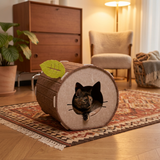 Tree Hollow Felt Cat Cave Cat Bed - Cozy Enclosed Sleeping and Resting Space for Indoor Cats - Top-Down View