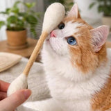 Felt Cat Cave Bed with Catnip Stick Toy 2 Piece Set - Leaf Shaped Cat House Tunnel Bed with Interactive Cat Toy - 45-Degree Angle