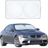 Car Windshield Sun Shade, Foldable Memory Metal Frame with Hook and Loop Strips, Front Window Protection