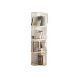 Rotating circular bookshelf with four layers- Cream White Multi-Layer Storage Rack, 40.5x40.5x135.5cm (ABS?)