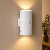 2-Pack Black and White Rechargeable Magnetic Dual Direction Wall Lamp - Widely Triple Sensing, 15s Automatic Timing & Constant On Mode, 3 Colours and 4 Brightness Levels for Hallways and Bedrooms - Front View