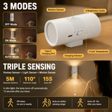 2-Pack Black and White Rechargeable Magnetic Dual Direction Wall Lamp - Widely Triple Sensing, 15s Automatic Timing & Constant On Mode, 3 Colours and 4 Brightness Levels for Hallways and Bedrooms - Side View