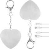 2 Pack Heart Shape Touch Night Light Keychain - Mini White Light Bag Charms with USB Charging, Lightweight LED Backpack Accessories