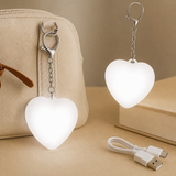 2 Pack Heart Shape Touch Night Light Keychain - Mini White Light Bag Charms with USB Charging, Lightweight LED Backpack Accessories